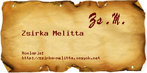 Zsirka Melitta névjegykártya